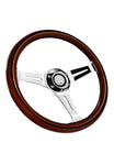 14" Steering Wheel - Mahogany wood & stainless steel